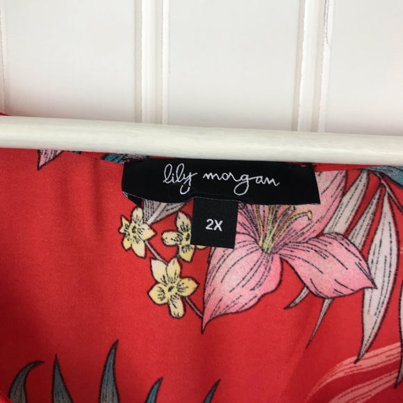 LILY MORGAN Sleeveless Coral Tunic Top Hawaiian 2X - Picture 9 of 11